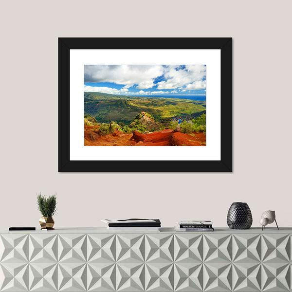 View Into Waimea Canyon In Hawaii Canvas Wall Art-1 Piece-Framed Print-20" x 16"-Tiaracle
