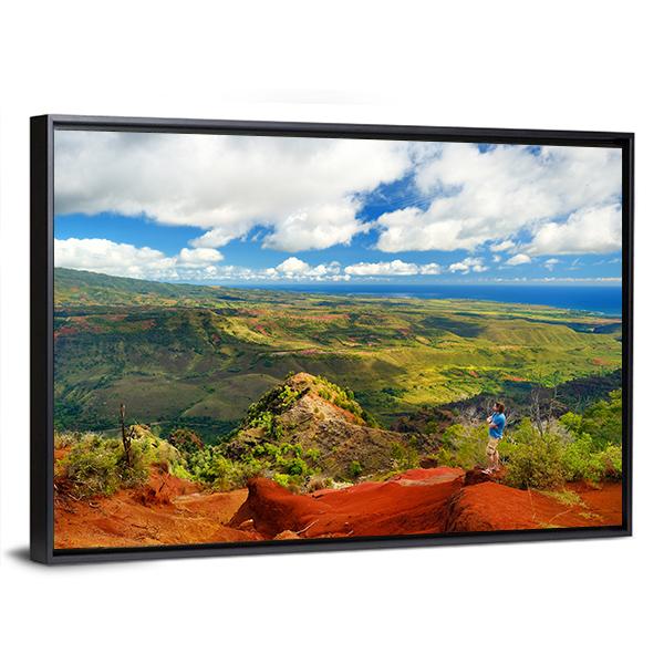 View Into Waimea Canyon In Hawaii Canvas Wall Art-3 Horizontal-Gallery Wrap-25" x 16"-Tiaracle
