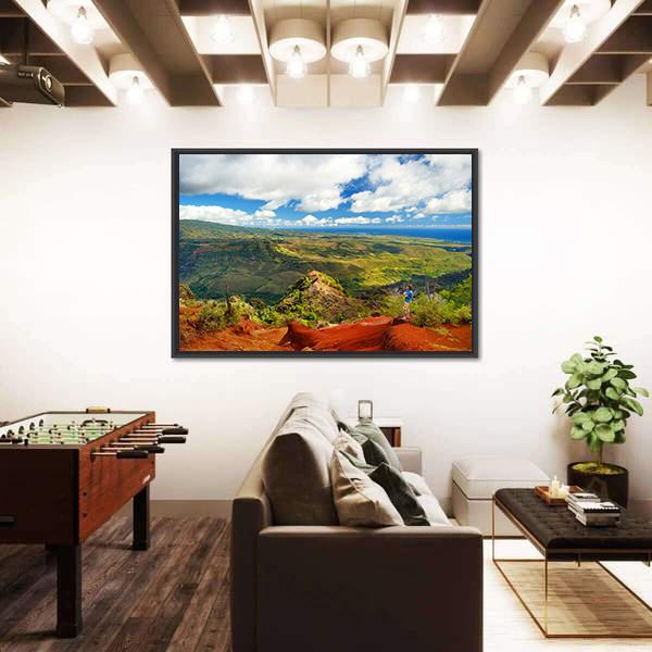 View Into Waimea Canyon In Hawaii Canvas Wall Art-3 Horizontal-Gallery Wrap-25" x 16"-Tiaracle