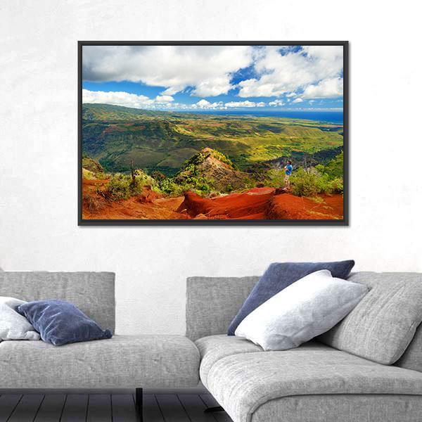 View Into Waimea Canyon In Hawaii Canvas Wall Art-3 Horizontal-Gallery Wrap-25" x 16"-Tiaracle