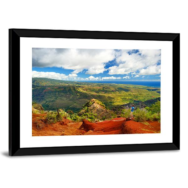 View Into Waimea Canyon In Hawaii Canvas Wall Art-3 Horizontal-Gallery Wrap-25" x 16"-Tiaracle