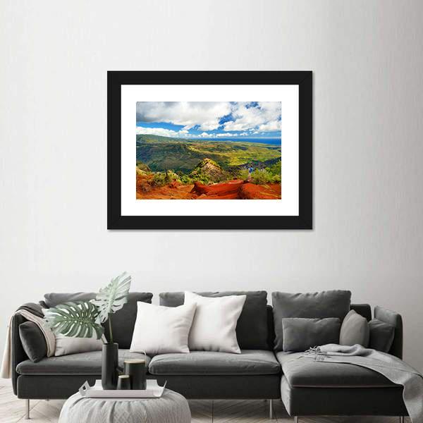 View Into Waimea Canyon In Hawaii Canvas Wall Art-3 Horizontal-Gallery Wrap-25" x 16"-Tiaracle