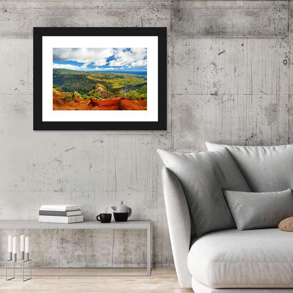 View Into Waimea Canyon In Hawaii Canvas Wall Art-3 Horizontal-Gallery Wrap-25" x 16"-Tiaracle