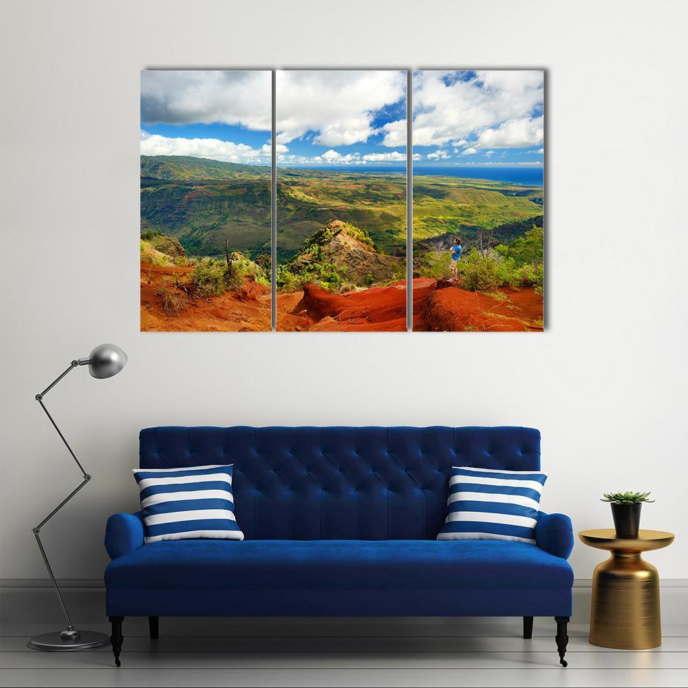 View Into Waimea Canyon In Hawaii Canvas Wall Art-3 Horizontal-Gallery Wrap-37" x 24"-Tiaracle