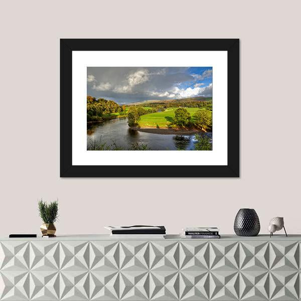 View Of A Bend In The River Lune Canvas Wall Art-1 Piece-Framed Print-20" x 16"-Tiaracle