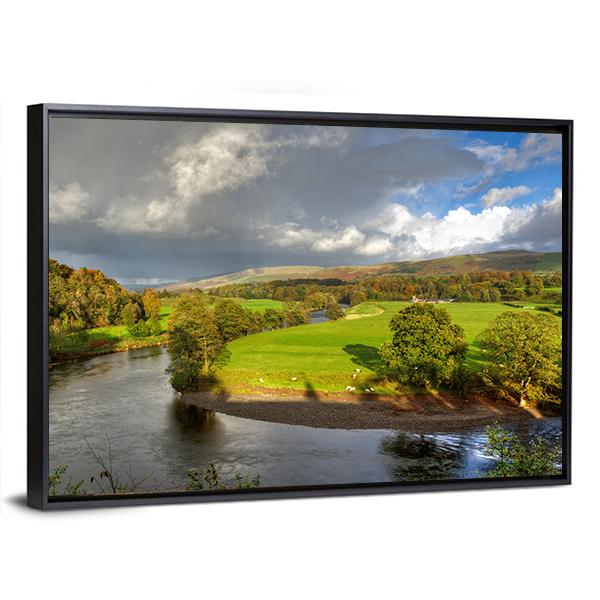 View Of A Bend In The River Lune Canvas Wall Art-3 Horizontal-Gallery Wrap-25" x 16"-Tiaracle