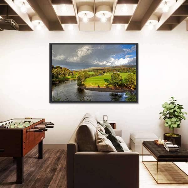 View Of A Bend In The River Lune Canvas Wall Art-3 Horizontal-Gallery Wrap-25" x 16"-Tiaracle