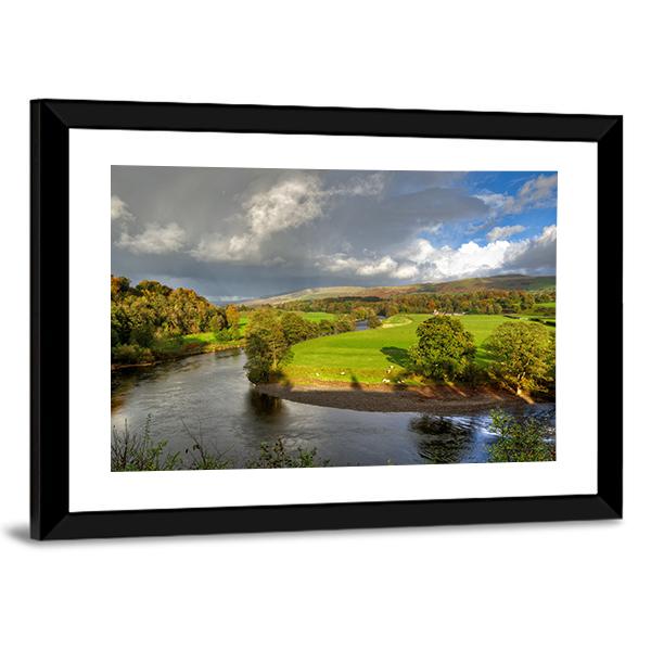 View Of A Bend In The River Lune Canvas Wall Art-3 Horizontal-Gallery Wrap-25" x 16"-Tiaracle