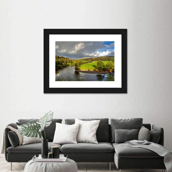 View Of A Bend In The River Lune Canvas Wall Art-3 Horizontal-Gallery Wrap-25" x 16"-Tiaracle