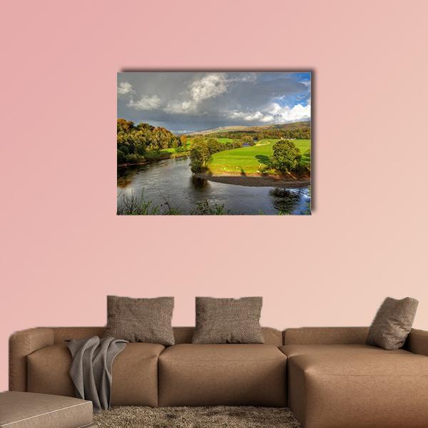 View Of A Bend In The River Lune Canvas Wall Art-1 Piece-Gallery Wrap-48" x 32"-Tiaracle