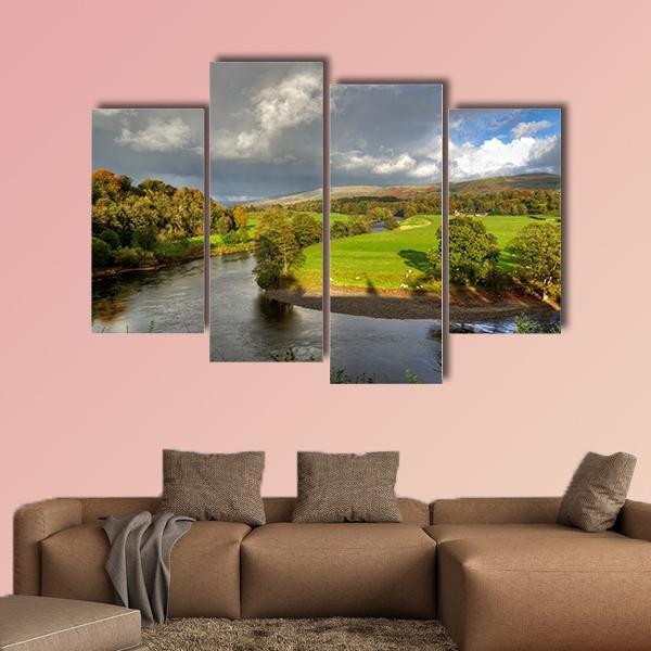 View Of A Bend In The River Lune Canvas Wall Art-4 Pop-Gallery Wrap-50" x 32"-Tiaracle