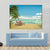 View Of A Caribbean Beach With Deck Chairs And Boat Canvas Wall Art-4 Horizontal-Gallery Wrap-34" x 24"-Tiaracle