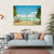 View Of A Caribbean Beach With Deck Chairs And Boat Canvas Wall Art-4 Horizontal-Gallery Wrap-34" x 24"-Tiaracle