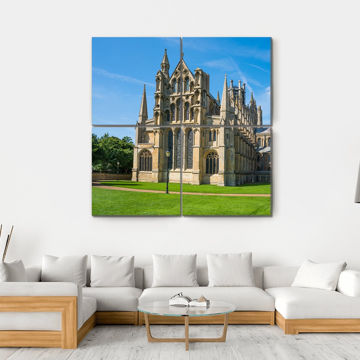 View Of A Cathedral In Ely Canvas Wall Art-4 Square-Gallery Wrap-17" x 17"-Tiaracle