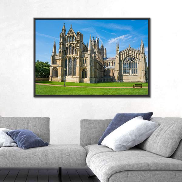 View Of A Cathedral In Ely Canvas Wall Art-3 Horizontal-Gallery Wrap-25" x 16"-Tiaracle
