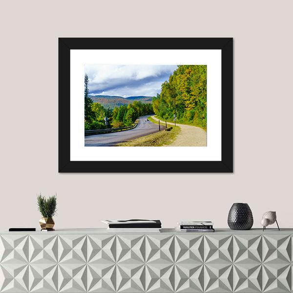 View Of A Footpath And Road In Mont Tremblant Canvas Wall Art-1 Piece-Framed Print-20" x 16"-Tiaracle
