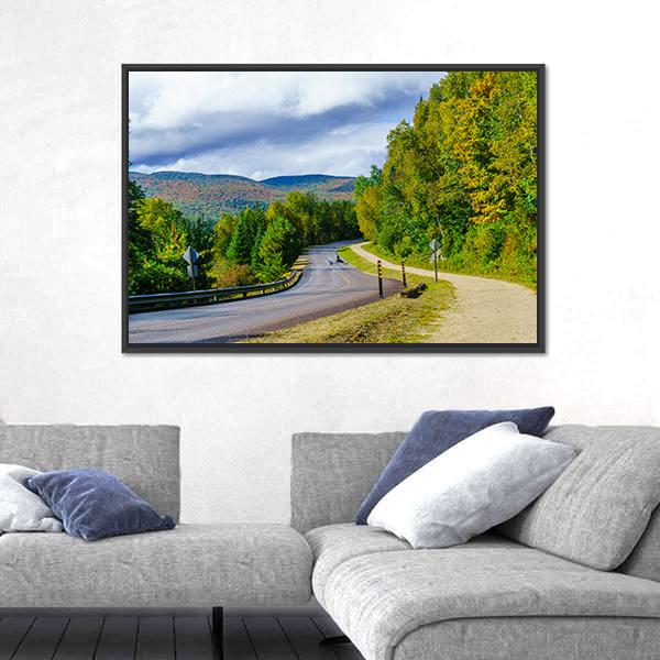 View Of A Footpath And Road In Mont Tremblant Canvas Wall Art-3 Horizontal-Gallery Wrap-25" x 16"-Tiaracle