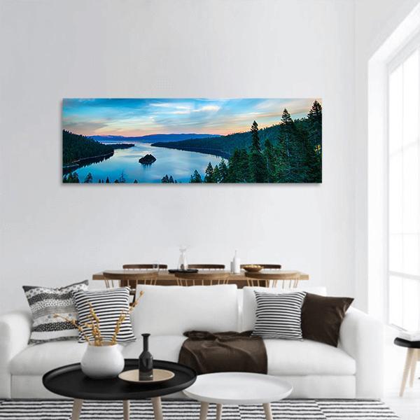 Lake Tahoe In California Panoramic Canvas Wall Art-1 Piece-36" x 12"-Tiaracle