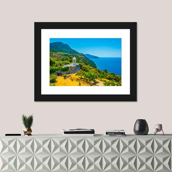 View Of A White Temple Situated At Son Marroig Canvas Wall Art-1 Piece-Framed Print-20" x 16"-Tiaracle