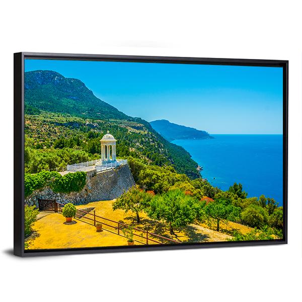View Of A White Temple Situated At Son Marroig Canvas Wall Art-3 Horizontal-Gallery Wrap-25" x 16"-Tiaracle