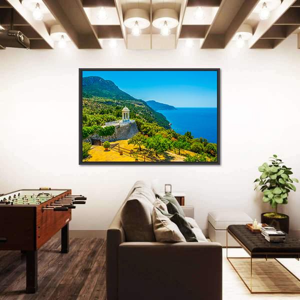 View Of A White Temple Situated At Son Marroig Canvas Wall Art-3 Horizontal-Gallery Wrap-25" x 16"-Tiaracle