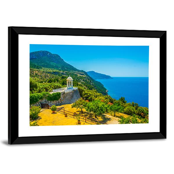 View Of A White Temple Situated At Son Marroig Canvas Wall Art-3 Horizontal-Gallery Wrap-25" x 16"-Tiaracle