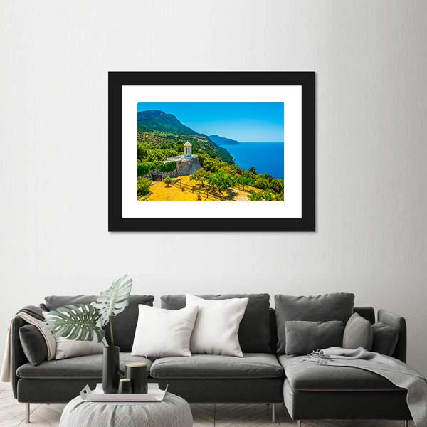 View Of A White Temple Situated At Son Marroig Canvas Wall Art-3 Horizontal-Gallery Wrap-25" x 16"-Tiaracle