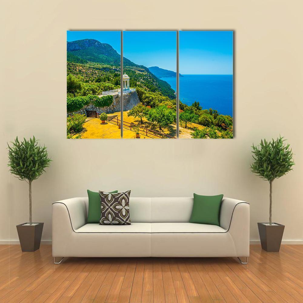 View Of A White Temple Situated At Son Marroig Canvas Wall Art-3 Horizontal-Gallery Wrap-37" x 24"-Tiaracle