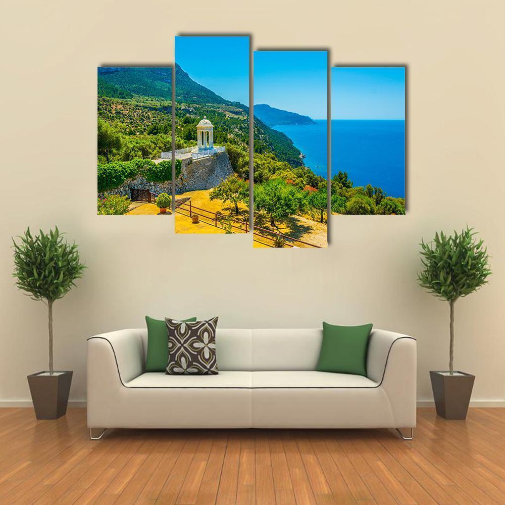 View Of A White Temple Situated At Son Marroig Canvas Wall Art-4 Pop-Gallery Wrap-50" x 32"-Tiaracle