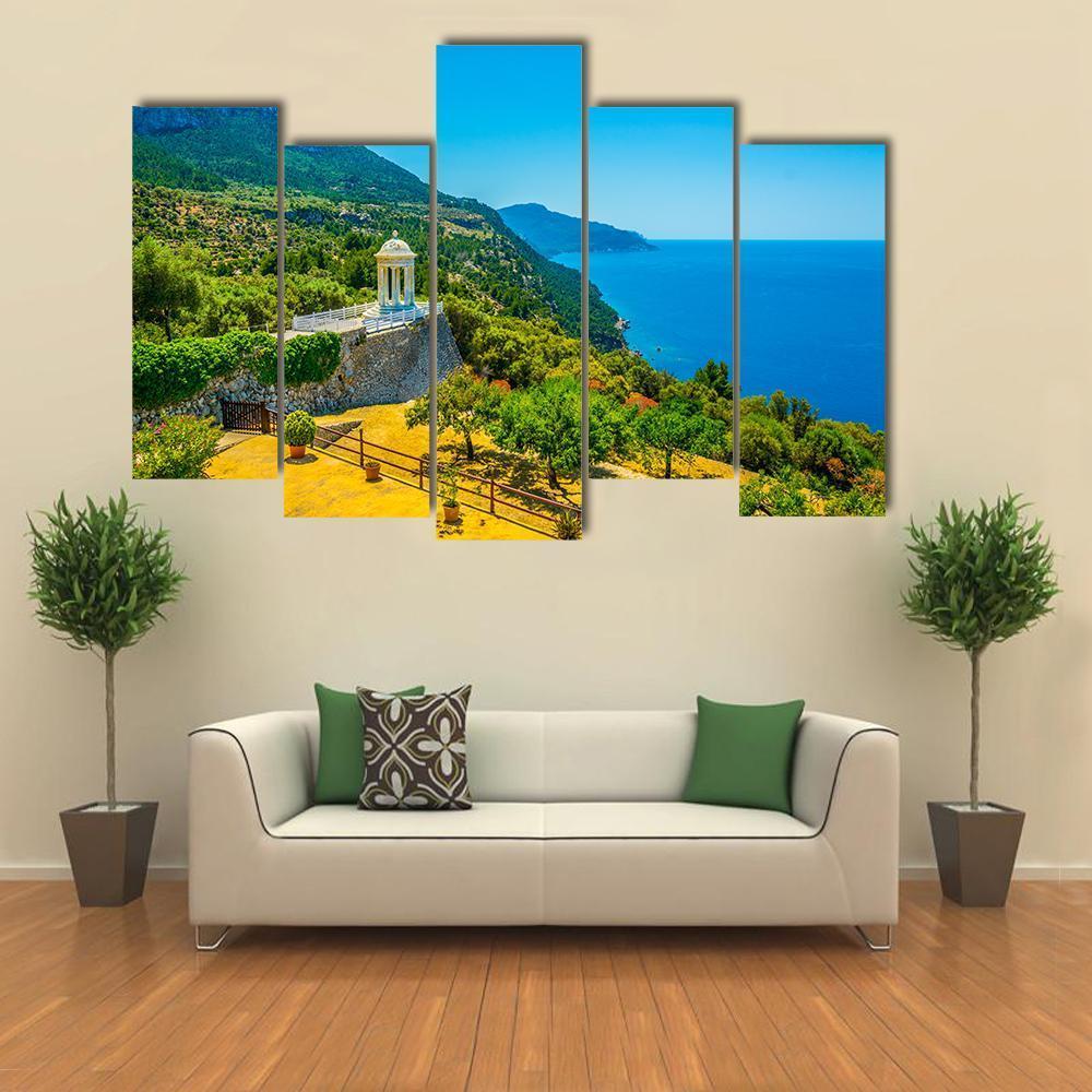 View Of A White Temple Situated At Son Marroig Canvas Wall Art-5 Pop-Gallery Wrap-47" x 32"-Tiaracle