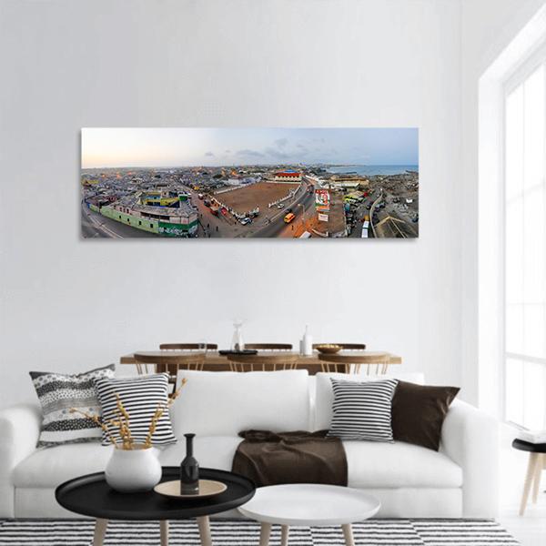 View Of Accra Cityscape In Ghana Panoramic Canvas Wall Art-1 Piece-36" x 12"-Tiaracle