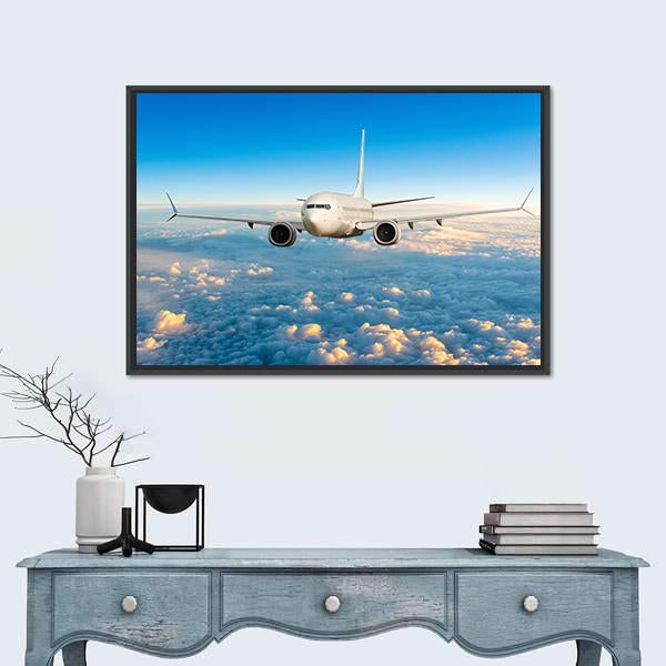 View Of Aircraft In Flight Canvas Wall Art-5 Star-Gallery Wrap-62" x 32"-Tiaracle