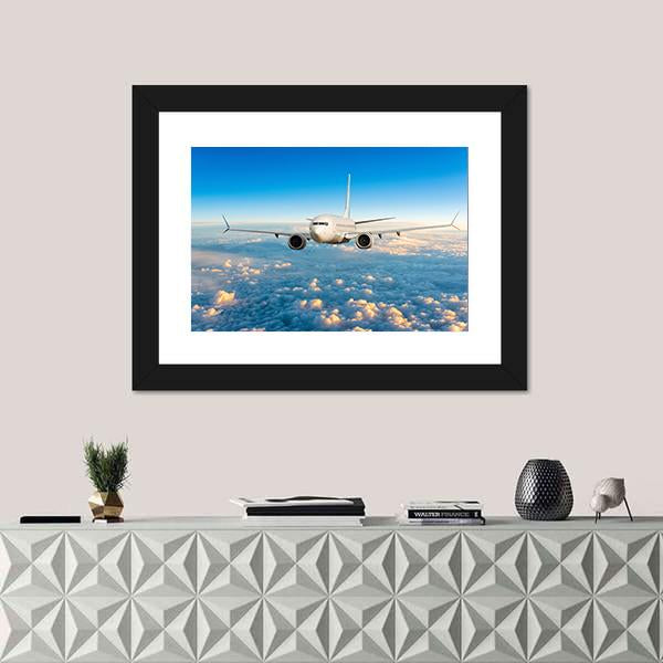 View Of Aircraft In Flight Canvas Wall Art-1 Piece-Framed Print-20" x 16"-Tiaracle