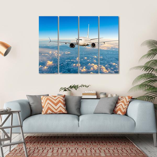 View Of Aircraft In Flight Canvas Wall Art-4 Horizontal-Gallery Wrap-34" x 24"-Tiaracle