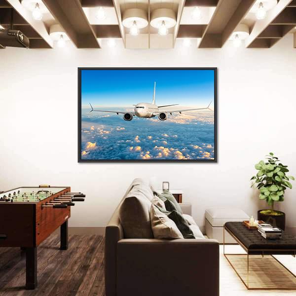 View Of Aircraft In Flight Canvas Wall Art-3 Horizontal-Gallery Wrap-25" x 16"-Tiaracle