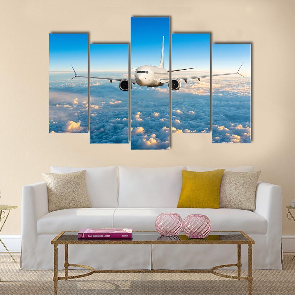 View Of Aircraft In Flight Canvas Wall Art-3 Horizontal-Gallery Wrap-25" x 16"-Tiaracle