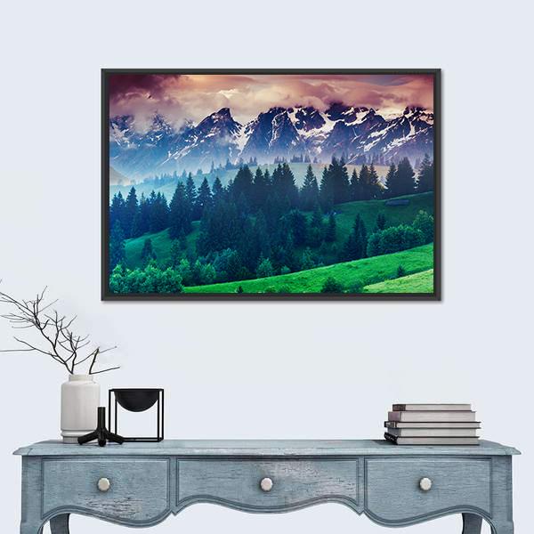 View Of Alpine Meadows Canvas Wall Art-1 Piece-Floating Frame-24" x 16"-Tiaracle