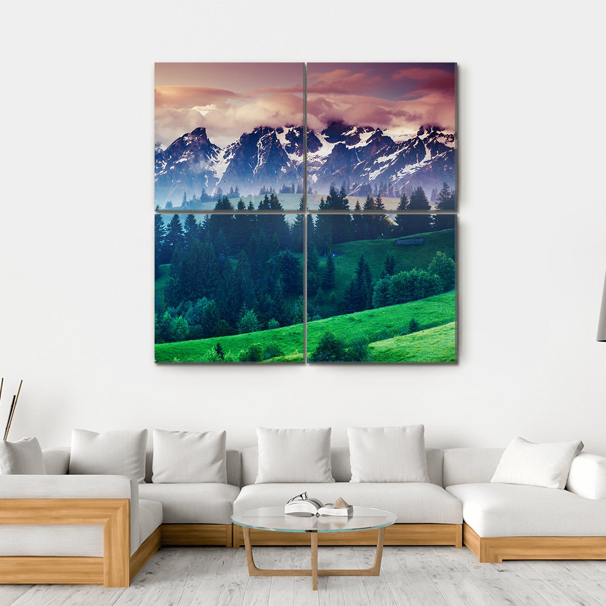 View Of Alpine Meadows Canvas Wall Art-4 Square-Gallery Wrap-17" x 17"-Tiaracle