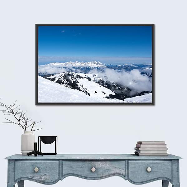View Of Alps From Mountain Above Kitzbuhel Canvas Wall Art-1 Piece-Floating Frame-24" x 16"-Tiaracle