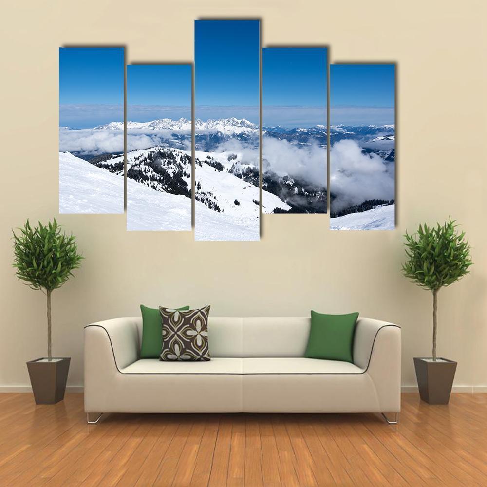 View Of Alps From Mountain Above Kitzbuhel Canvas Wall Art-5 Pop-Gallery Wrap-47" x 32"-Tiaracle