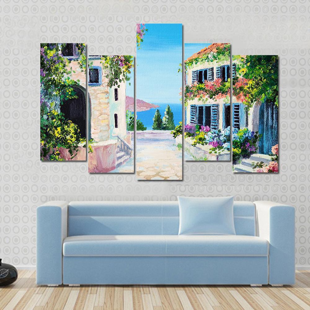 View Of An Old Street Near The Sea Canvas Wall Art-1 Piece-Gallery Wrap-48" x 32"-Tiaracle