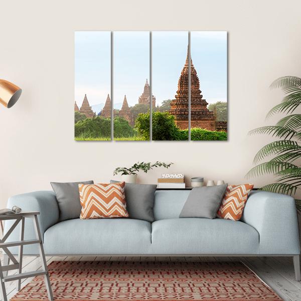 View Of Ancient Pagodas In Bagan Canvas Wall Art-4 Horizontal-Gallery Wrap-34" x 24"-Tiaracle
