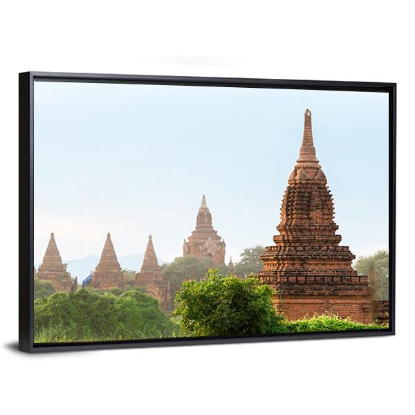 View Of Ancient Pagodas In Bagan Canvas Wall Art-3 Horizontal-Gallery Wrap-25" x 16"-Tiaracle