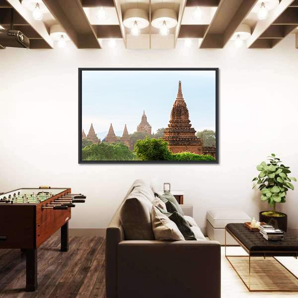 View Of Ancient Pagodas In Bagan Canvas Wall Art-5 Horizontal-Gallery Wrap-22" x 12"-Tiaracle