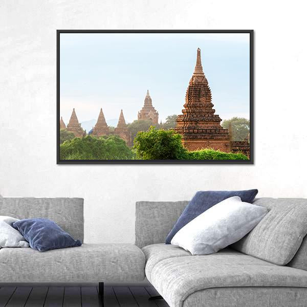 View Of Ancient Pagodas In Bagan Canvas Wall Art-3 Horizontal-Gallery Wrap-25" x 16"-Tiaracle