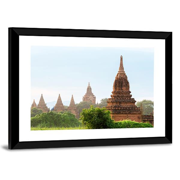 View Of Ancient Pagodas In Bagan Canvas Wall Art-3 Horizontal-Gallery Wrap-25" x 16"-Tiaracle