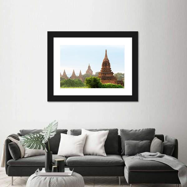 View Of Ancient Pagodas In Bagan Canvas Wall Art-3 Horizontal-Gallery Wrap-25" x 16"-Tiaracle
