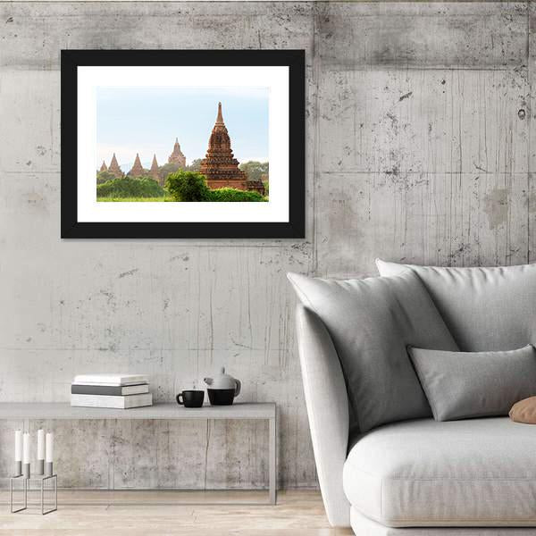 View Of Ancient Pagodas In Bagan Canvas Wall Art-3 Horizontal-Gallery Wrap-25" x 16"-Tiaracle