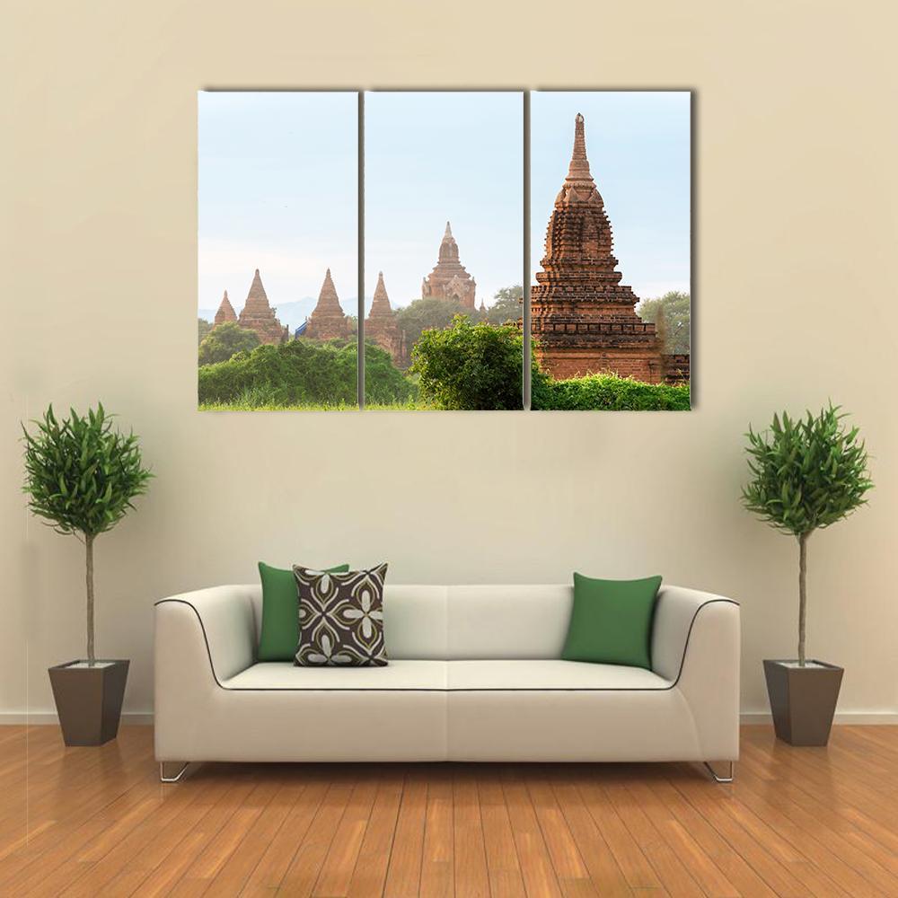 View Of Ancient Pagodas In Bagan Canvas Wall Art-3 Horizontal-Gallery Wrap-37" x 24"-Tiaracle