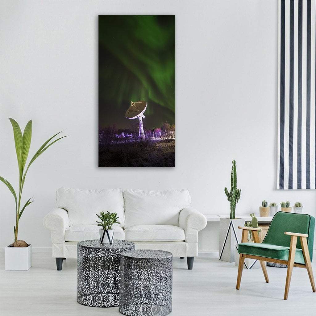 View Of Antenna Under Northern Lights Vertical Canvas Wall Art-1 Vertical-Gallery Wrap-12" x 24"-Tiaracle